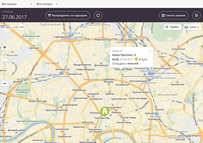Карта с заказами